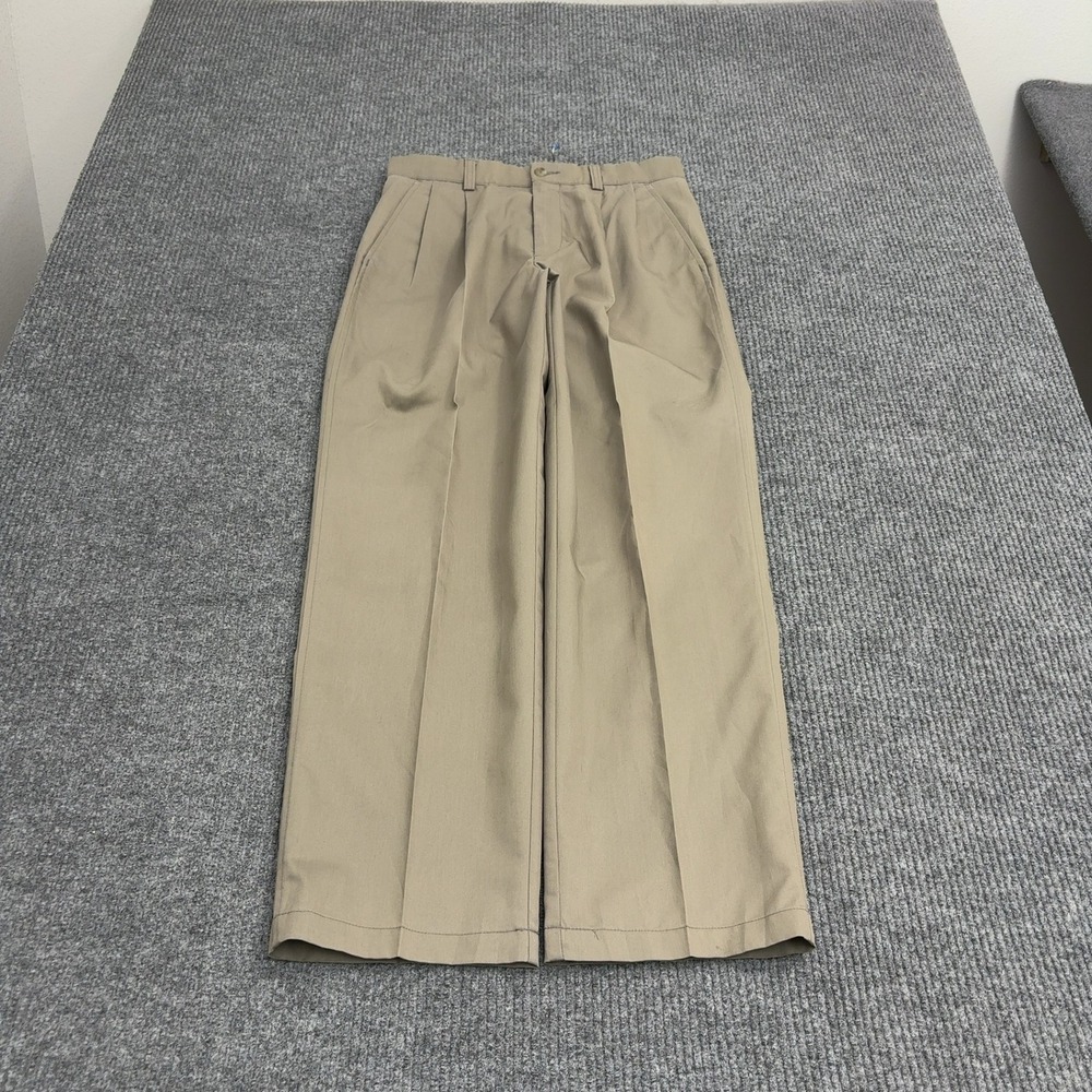 Dockers Pants Mens 30x30 Khaki Polyester Pleated Relaxed Fit Casual Workwear